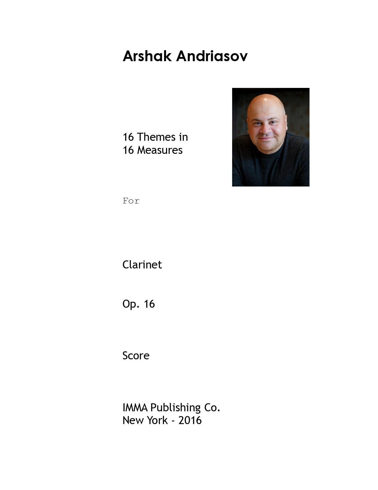 096A. Arshak Andriasov: 16 Themes in 16 Measures, Op. 16 for Clarinet. (Electronic)