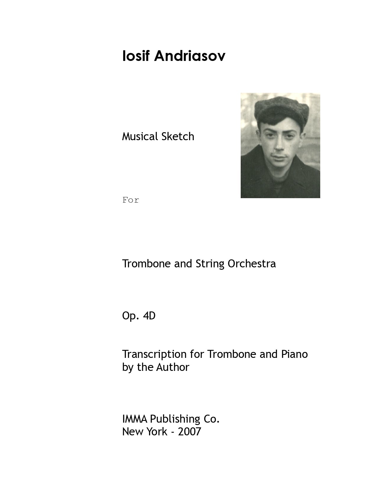 015A. Iosif Andriasov - Musical Sketch, Op. 4D for Trombone and Piano. (Electronic)