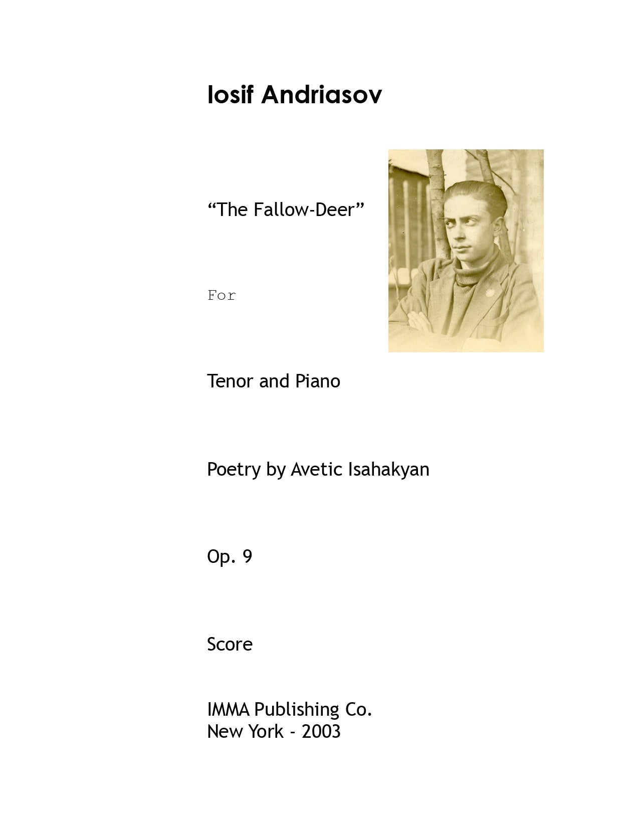 023A. Iosif Andriasov: "The Fallow Deer", Op. 9 for Tenor and Piano. (Electronic)