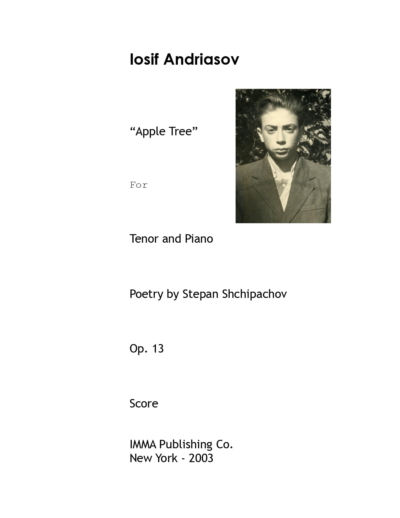 028A. Iosif Andriasov: "Apple Tree", Op. 13 for Tenor and Piano. (Electronic)