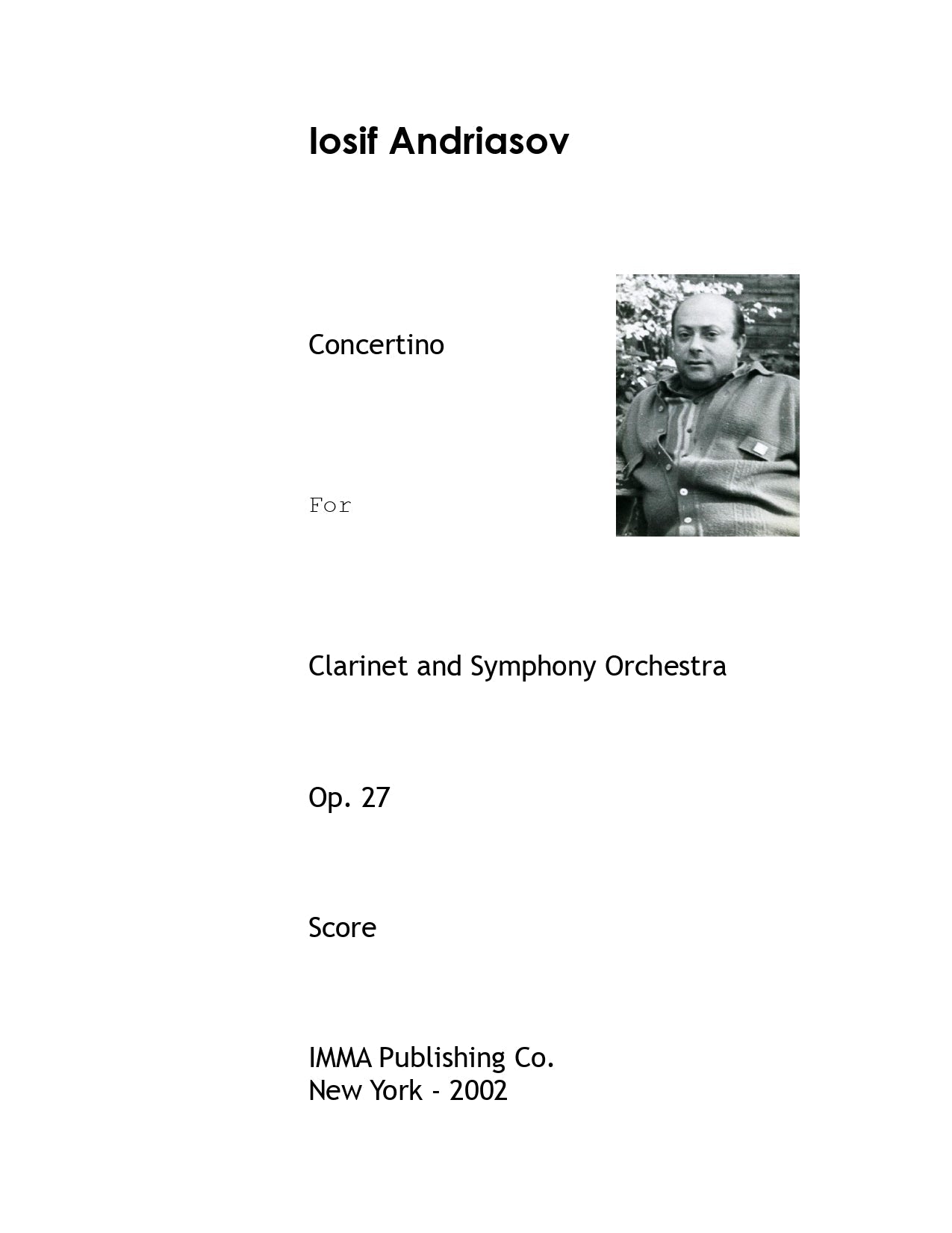 056A. Iosif Andriasov: Concertino, Op. 27 for Clarinet and Symphony Orchestra. (Electronic)