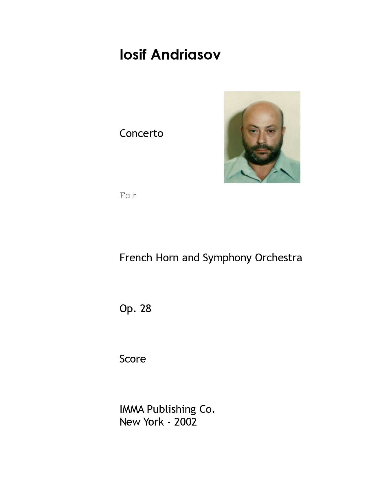 058A. Iosif Andriasov: Concerto, Op. 28 for French Horn and Symphony Orchestra. (Electronic)