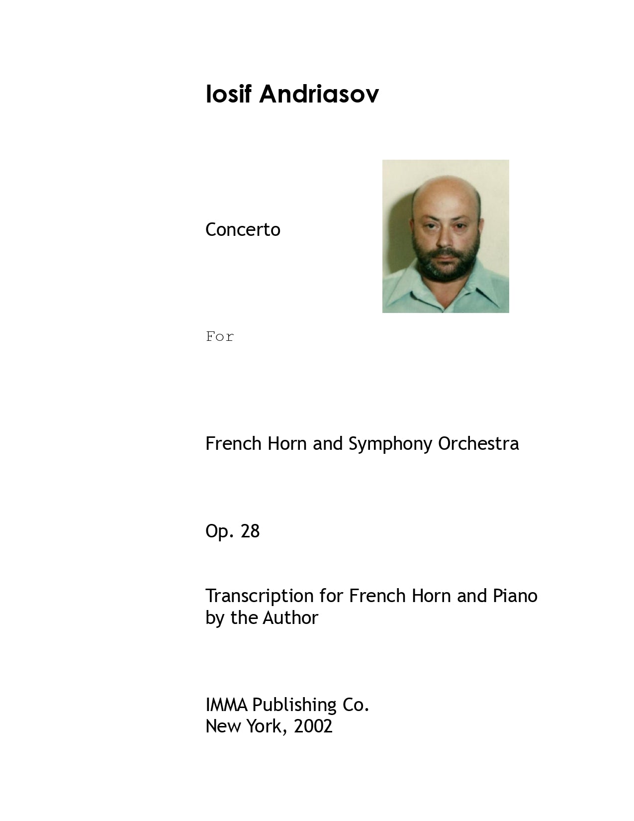 059. Iosif Andriasov: Concerto, Op. 28 for French Horn and Piano.