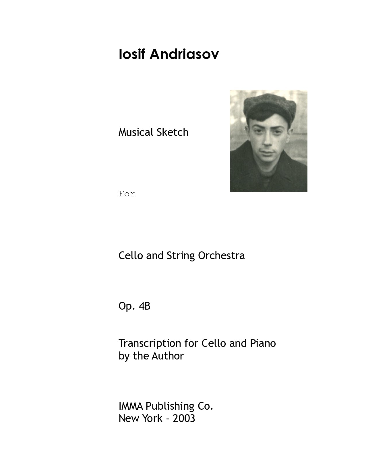 011A. Iosif Andriasov - Musical Sketch, Op. 4B for Cello and Piano. (Electronic)