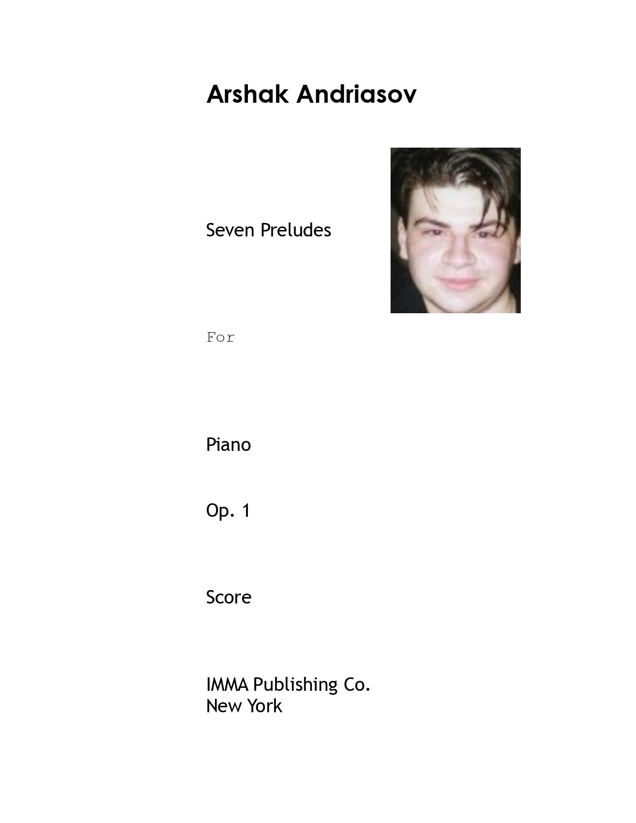 088. Arshak Andriasov: Seven Preludes, Op. 1 for Piano (PDF)